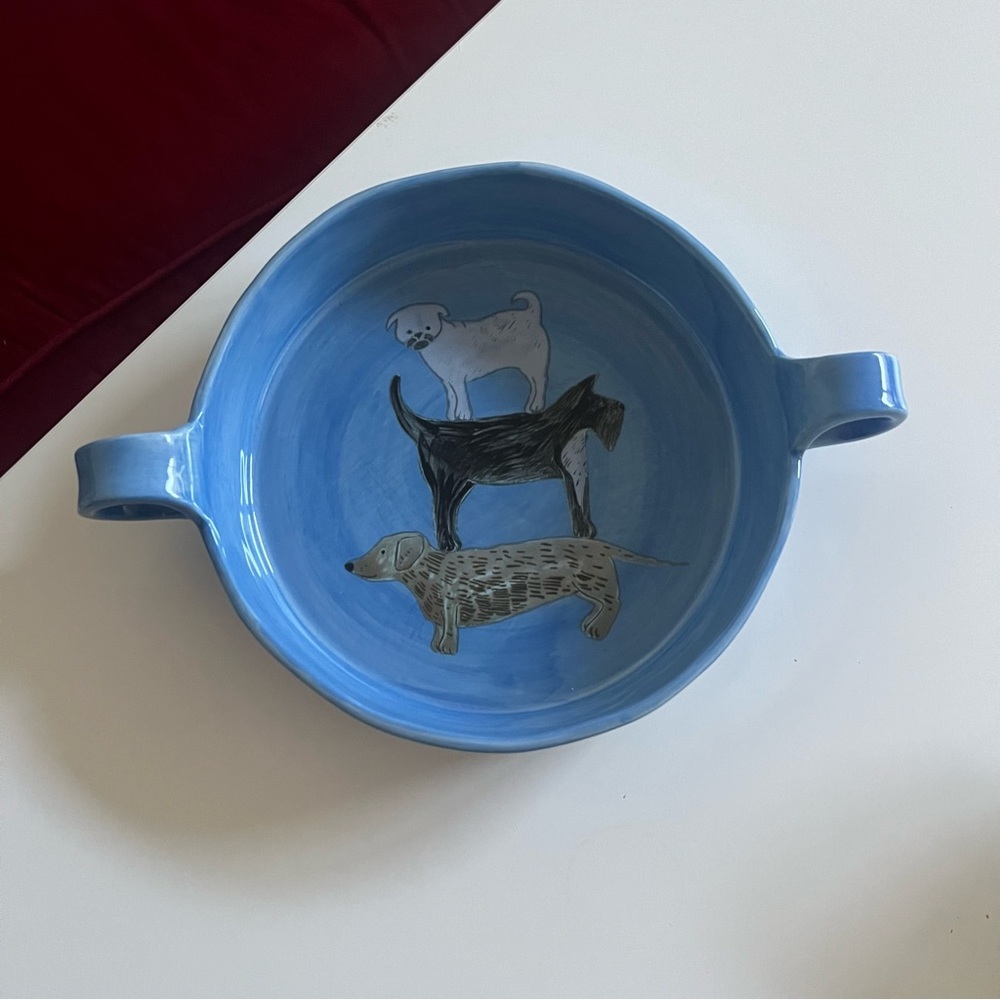 Anthropologie Blue plates - EMMA ORKIN Dogs PAINTED PUPS Dachshund Schnauzer